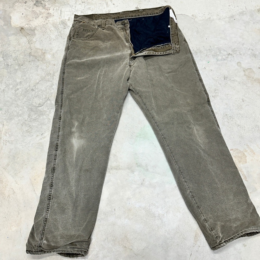 Wrangler Rugged Wear Mens Pants Brown Workwear Lined Relaxed Fit‎ 38x30